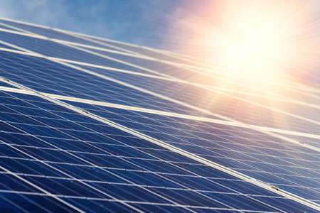 Solar panel,  photovoltaic - selective focus, copy spaceの写真素材