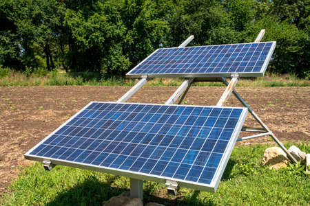 Solar panel,  photovoltaic - selective focus, copy space
