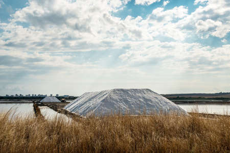 salt pile at saltworks - selective focus, copy spaceの写真素材