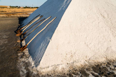 salt pile at saltworks - selective focus, copy spaceの写真素材