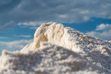 salt pile at saltworks - selective focus, copy spaceの写真素材