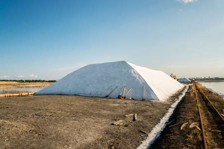 salt pile at saltworks - selective focus, copy spaceの写真素材