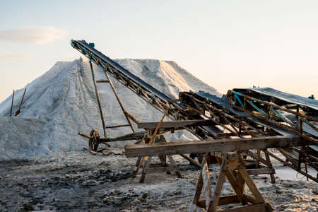 salt extraction by traditional technology - selective focus, copy space