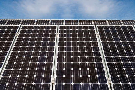 Solar panel, photovoltaic, alternative electricity source - selective focus, copy space