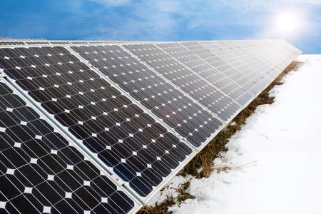 Solar panel, photovoltaic, alternative electricity source - selective focus, copy space