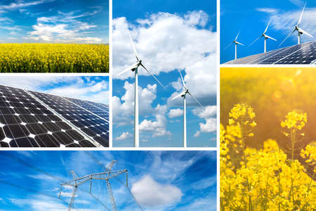 Concept of renewable energy and sustainable resources - photo collageの写真素材