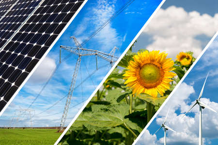 Concept of renewable energy and sustainable resources - photo collageの写真素材