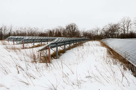 Solar panel, photovoltaic, alternative electricity source - selective focus, copy spaceの写真素材