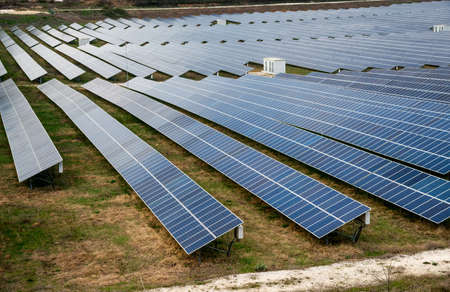 Solar panel, photovoltaic, alternative electricity source - selective focus, copy space