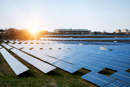 Solar panel, photovoltaic, alternative electricity source - selective focus, copy space