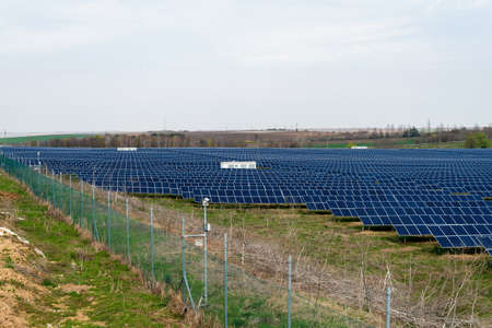 Solar panel, photovoltaic, alternative electricity source - selective focus, copy space