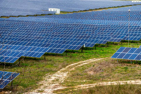 Solar panel, photovoltaic, alternative electricity source - selective focus, copy space
