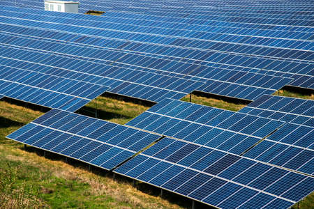 Solar panel, photovoltaic, alternative electricity source - selective focus, copy space