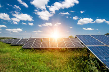 Solar panels, photovoltaic - alternative electricity source - selective focus, copy space
