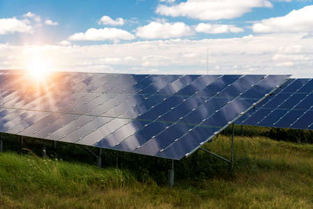 Solar panels, photovoltaic - alternative electricity source - selective focus, copy space