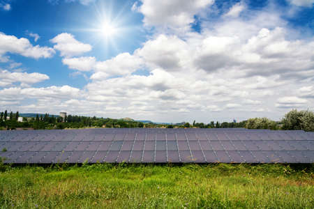Solar panels, photovoltaic - alternative electricity source - selective focus, copy space