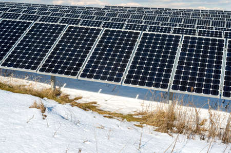 Solar panel, photovoltaic, alternative electricity source - selective focus, copy space