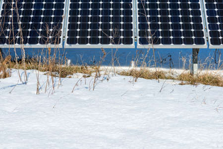 Solar panel, photovoltaic, alternative electricity source - selective focus, copy space