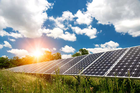 Solar panels, photovoltaic - alternative electricity source - selective focus, copy space