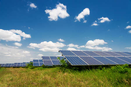 Solar panels, photovoltaic - alternative electricity source - selective focus, copy space