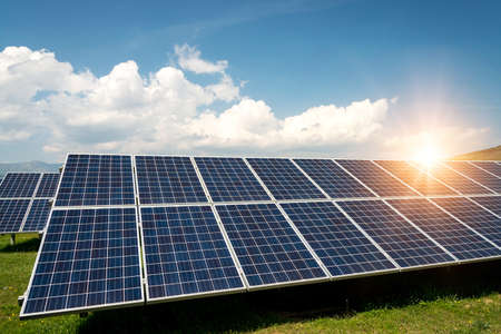 Solar panel, photovoltaic, alternative electricity source - concept of sustainable resourcesの写真素材