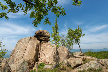 The Door of the Goddess - an ancient Thracian stone sanctuary near Kazanlak in Bulgaria - megalith, also known as the Solar Gateの写真素材