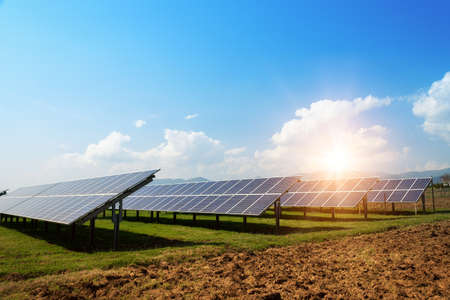 Solar panel, photovoltaic, alternative electricity source - concept of sustainable resourcesの写真素材