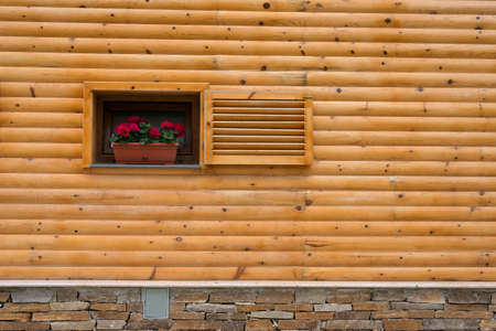 wooden mountain house in a holiday villageの写真素材