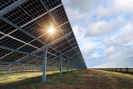 Bilateral solar panels, photovoltaicsの写真素材