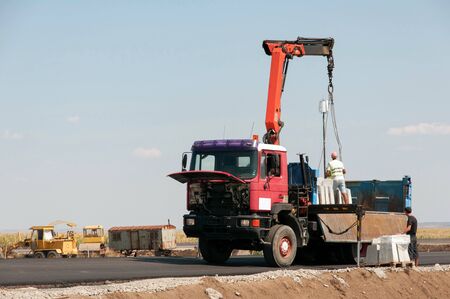 Support activities for the construction of a highway  Road under construction 