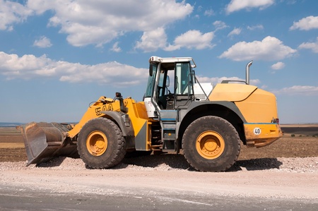 Support activities for the construction of a highway  Road under construction のeditorial素材