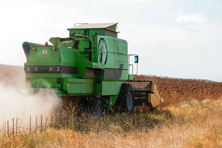 Agricultural activities, modern farm equipment in fieldのeditorial素材