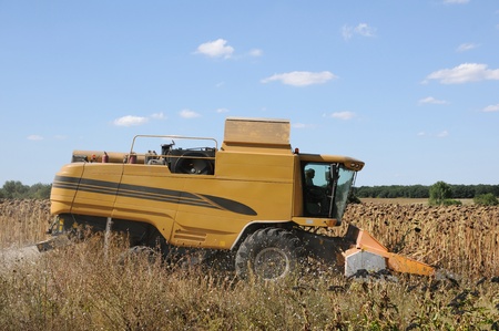 Agricultural activities, modern farm equipment in fieldのeditorial素材