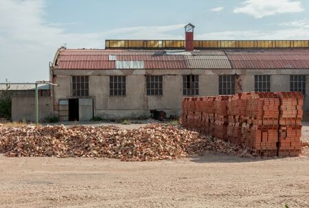 Industrial production of bricksの写真素材