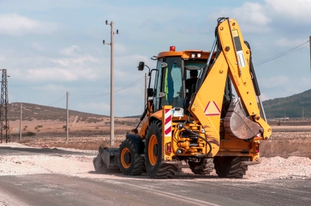 Support activities for the construction of roads and highways. Road under construction.の写真素材