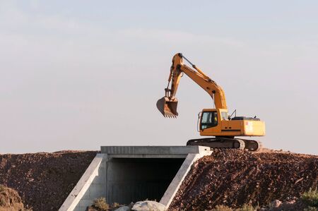 Support activities for the construction of roads and highways. Road under construction.の写真素材