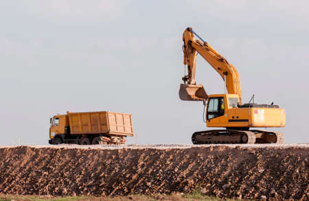 Support activities for the construction of roads and highways. Road under construction.の写真素材