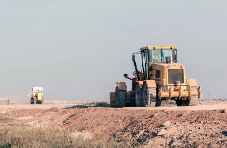Support activities for the construction of roads and highways. Road under construction.の写真素材