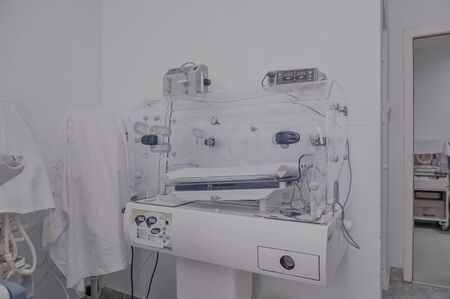 Infant incubator in hospital.