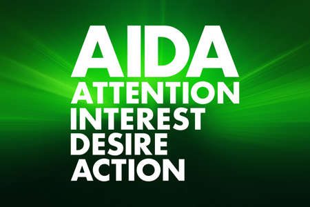 AIDA - Attention Interest Desire Action acronym, concept backgroundの写真素材
