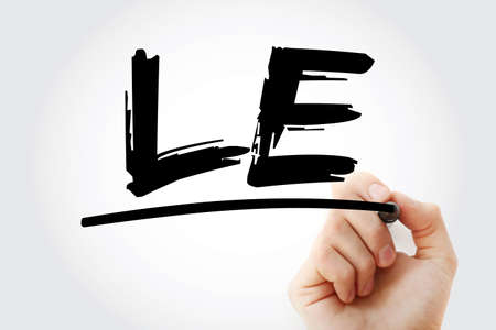 LE - Latest Estimate acronym with marker, business concept backgroundの写真素材