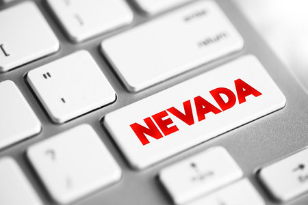 Nevada is a landlocked state in the Western region of the United States, text concept button on keyboardの写真素材