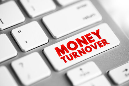 Money Turnover is the total amount of money your business receives from the sale of goods and services, minus discounts and VAT, text concept button on keyboardの写真素材