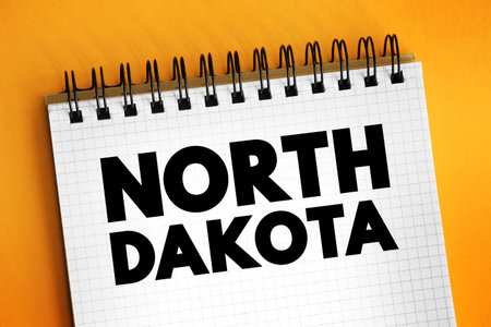 North Dakota USA state, text concept on notepadの写真素材