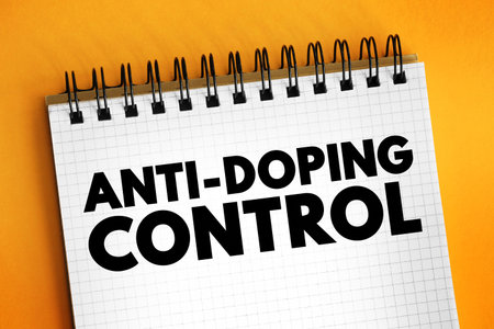 Anti-Doping Control - is one tool that Anti-Doping Organizations use to level the playing field and protect clean sport, text concept on notepadの写真素材