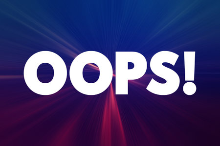 Concept Oops! representing an unexpected mistake or error. Perfect for use in design, marketing, websites, and social media posts about setbacks, learning from mistakes, and recoveryの写真素材