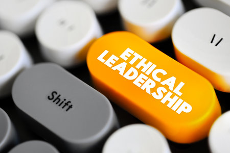 Ethical Leadership is about leading, inspiring, motivating, and making the employees feel accountable for their work, text concept button on keyboardの写真素材