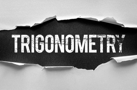 Word TRIGONOMETRY appears in bold, distressed font beneath torn paper, creating a dramatic visual...