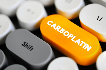 Carboplatin is a chemotherapy medication used to treat a number of forms of cancer, text concept...