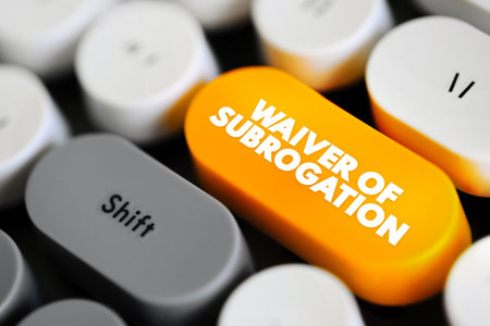 Waiver of Subrogation is an endorsement that prohibits an insurance carrier from recovering the money they paid on a claim from a negligent third party, text concept button on keyboardの写真素材